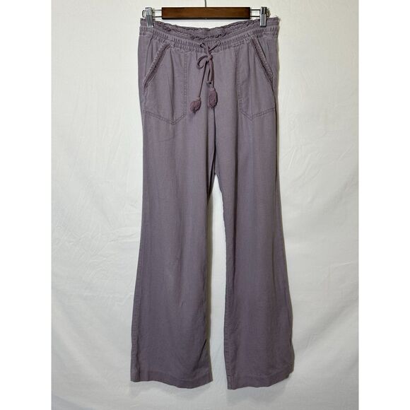 Jolt Women's BOHO Linen Blend Pull Up Pants Wide Leg Size 3 Drawstring Waist - Picture 1 of 4